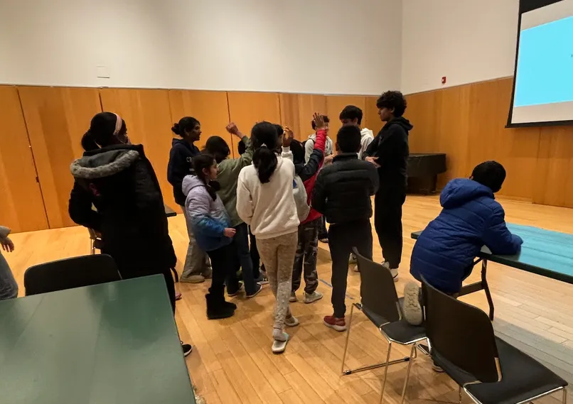 Students doing a group activity together