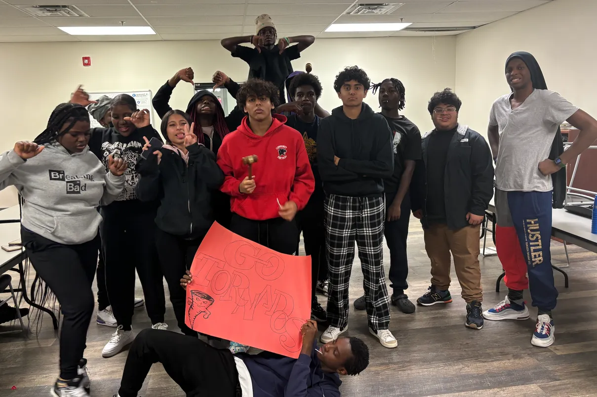 Students celebrating after a session